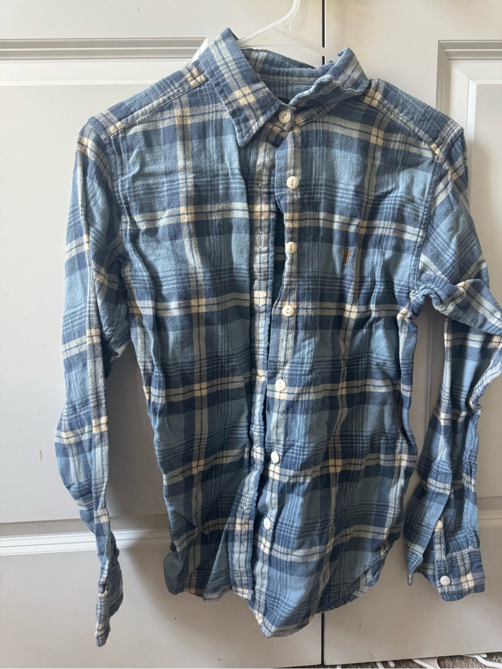 Frye Womens Plaid Flannel Shirt Size XS Blue
